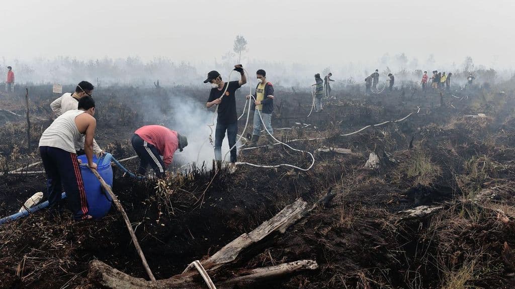 Pemadaman titik api kebakaran hutan dan lahan